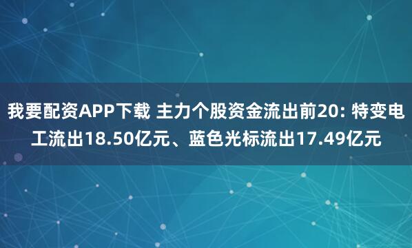 我要配资APP下载 主力个股资金流出前20: 特变电工流出18.50亿元、蓝色光标流出17.49亿元